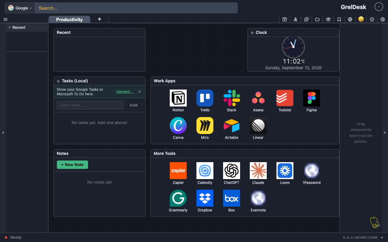 Productivity tab